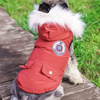Serviço de personalização fornecido Moda luxuosa Roupas de cães de inverno com colarinho de pele Hoodie