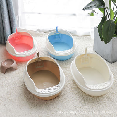 Caixa anti-espalhamento de lixo para gatos Cachorro de cães de estimação Banheiro grande espaço de gatos bandeja de plástico para gatos para interior