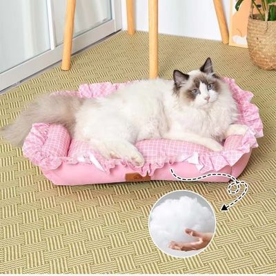 Cama de gato lavável de pelúcia esponjosa, personalizável e lavável em máquina para fácil limpeza