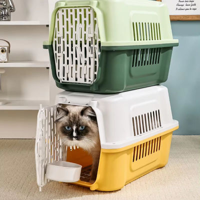 Saco de viagem multifuncional de transporte de animais de estimação portátil com porta de plástico