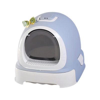 Fácil de limpar Doraemon Design Cat Litter Box com Scooper e tampa Previnir Litter Scatter