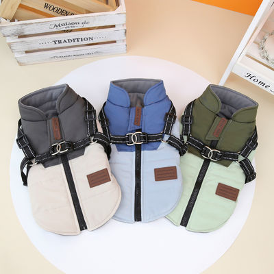 Cachorro de Inverno de Estilo CLÁSICO Roupas impermeáveis e à prova de vento para animais de estimação com arnês