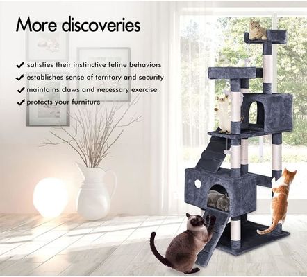 ODM Designs Luxury Madeira Natural Mobiliário para animais de estimação Grande Árvore de Gato de Escalada Para Gatos Grandes de Madeira Duas cores Sisal Corda