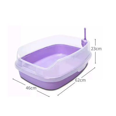Caixa de lixo de gato de plástico limpo com design aberto e recurso anti-espalhamento