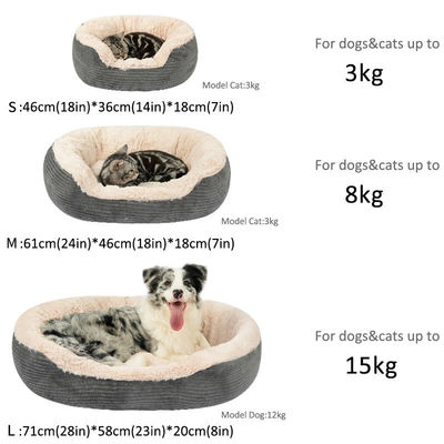 Padrão sólido Corduroy suave pele falsa lavável cama de animais de estimação para gatos e cães personalização