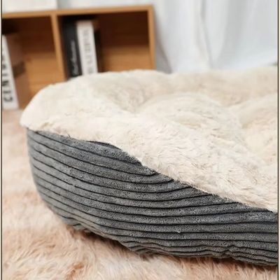 Padrão sólido Corduroy suave pele falsa lavável cama de animais de estimação para gatos e cães personalização