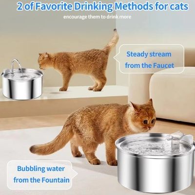Fonte de água potável de animais de estimação de aço inoxidável Dispensador automático de água Capacidade 3L