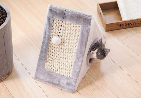 Mobiliário para gatos Casa de animais de estimação Triângulo Plush Camas de gato Ninho de gato Cachorro dobrável macio quente