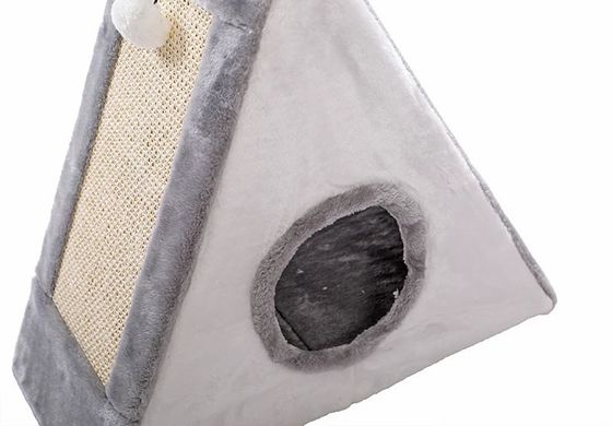 Mobiliário para gatos Casa de animais de estimação Triângulo Plush Camas de gato Ninho de gato Cachorro dobrável macio quente