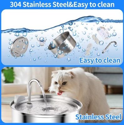 Fonte de água potável de animais de estimação de aço inoxidável Dispensador automático de água Capacidade 3L
