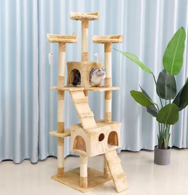 Melhore o conforto e a brincadeira dos seus gatos com móveis de arranhador de gato de madeira de vários níveis