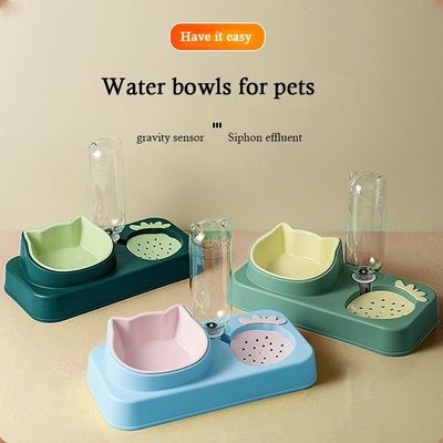 Cão de estimação gato beber garrafa de água sem tempo de configuração para os pratos de gato e dispensador de água