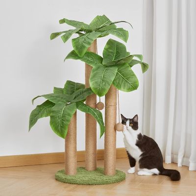 35 polegadas de altura de folhas de decoração árvore de gato para gatos de interior brinquedos tipo árvore de gato brinquedo de madeira