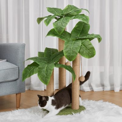 35 polegadas de altura de folhas de decoração árvore de gato para gatos de interior brinquedos tipo árvore de gato brinquedo de madeira
