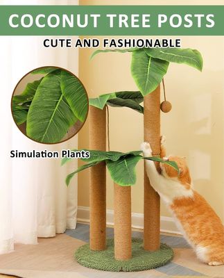 35 polegadas de altura de folhas de decoração árvore de gato para gatos de interior brinquedos tipo árvore de gato brinquedo de madeira