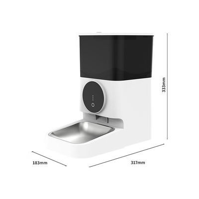 Material ABS branco Dispensador de alimentos para gatos 4L com tampa de bloqueio e controle do alimentador para animais de estimação com cronometragem