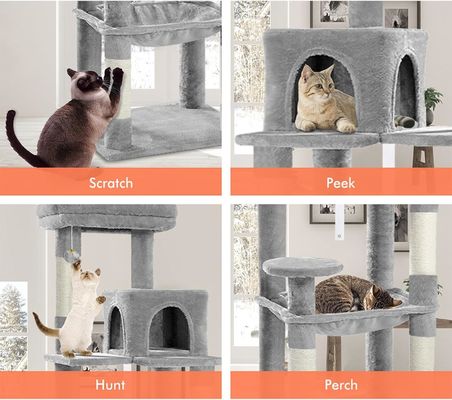 Multicolor opcional árvore de gato Sisal integrado confortável durável alta atividade de gatos árvore raspador