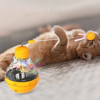 Bastão de gato interativo com lâmpada e batedor de comida com vazamento