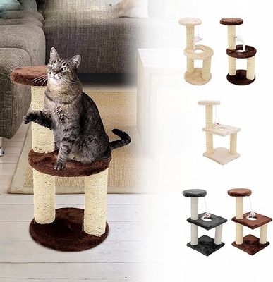 ODM Design Cat Mobiliário Beige Chipboard Árvore de Escalada com coluna Sisal e hamaca de pelúcia