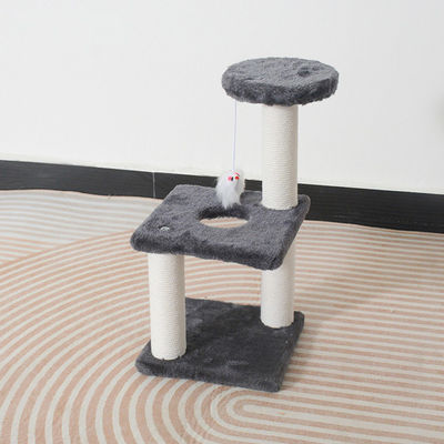 ODM Design Cat Mobiliário Beige Chipboard Árvore de Escalada com coluna Sisal e hamaca de pelúcia