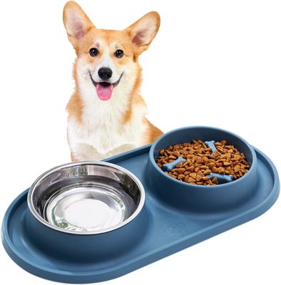 Blue Dog Bowls Slow Feeder Pet Bowl com silicone Mat sem chocante Healthy Design Bowl