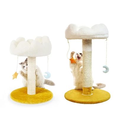 OEM/ODM Grande Torre de Gato de Quadro Metálico com Desenho de Flores Amarelos Sisal Scratcher e Hammock