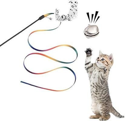 Bate-papo Interativo de Gato Classic Rainbow Rope Cat Teaser Stick para exercício de gato e gatinho