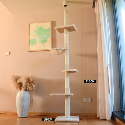 Torre de gatos de piso ao teto com rede aconchegante e função de jogo divertido