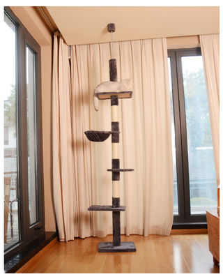 Torre de gatos de piso ao teto com rede aconchegante e função de jogo divertido