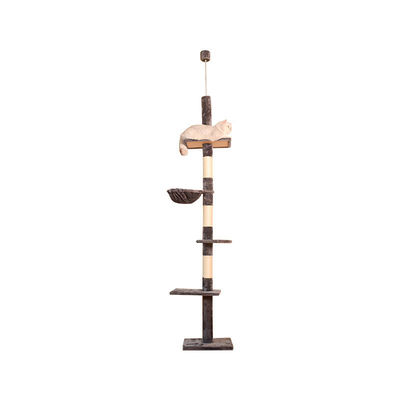 Torre de gatos de piso ao teto com rede aconchegante e função de jogo divertido