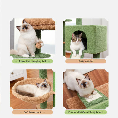 Árvore de gato de cacto sustentável de 30 polegadas de altura torre de gato de vários níveis para diversão e condomínio de gato