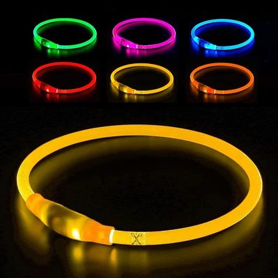 Colar de cachorro LED com logotipo personalizado USB recarregável à prova d'água 3 modos de piscar