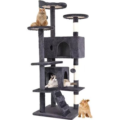 Brincadeira de brinquedo de gato com postes de arranhão resistentes e grande quadro de escalada