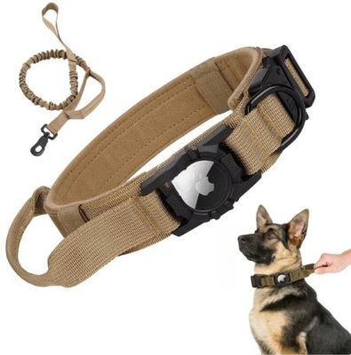 Serviço de personalização fornecido Collar de cão tático de nylon com suporte de Airtag da Apple