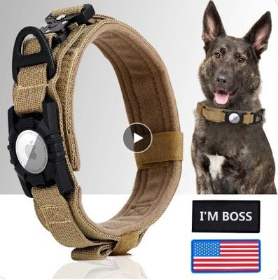 Serviço de personalização fornecido Collar de cão tático de nylon com suporte de Airtag da Apple