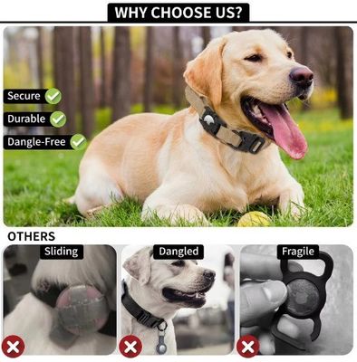 Serviço de personalização fornecido Collar de cão tático de nylon com suporte de Airtag da Apple