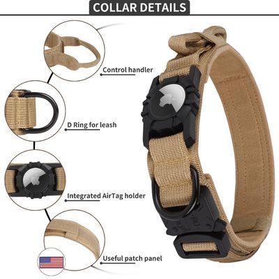 Serviço de personalização fornecido Collar de cão tático de nylon com suporte de Airtag da Apple
