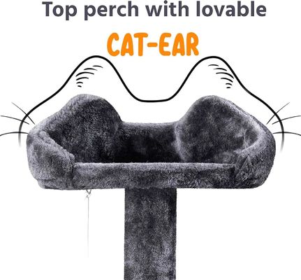 OEM/ODM Custom Luxury Dark Grey Plush Wood Multi-storey Cat Villa com Árvore de Escalada