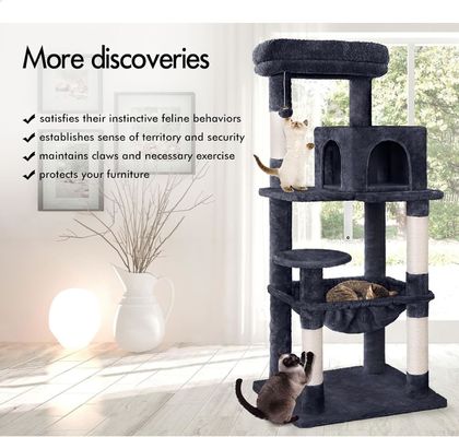 Serviço de personalização Fornecido 143cm árvore de gato com plush percha torre de gato de vários níveis