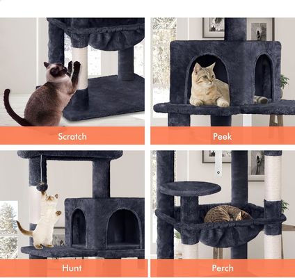 Serviço de personalização Fornecido 143cm árvore de gato com plush percha torre de gato de vários níveis