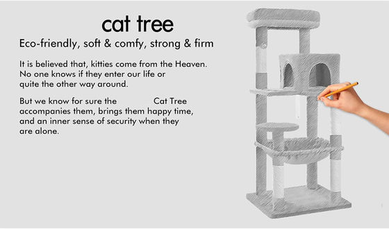 Serviço de personalização Fornecido 143cm árvore de gato com plush percha torre de gato de vários níveis