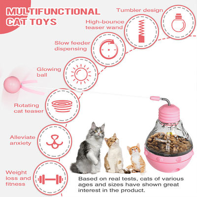 Estimular o interesse do gato movimentos interativos roxos brinquedo de estimação com alimentação por gravidade comida com vazamento
