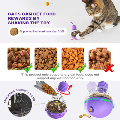 Estimular o interesse do gato movimentos interativos roxos brinquedo de estimação com alimentação por gravidade comida com vazamento