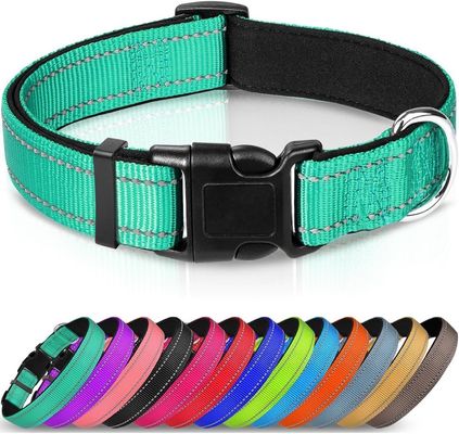 Colarinho e coleira de cão de estimação de nylon refletor ajustável com Neoprene macio