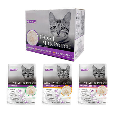 VITAMÍNAS MINERÁLIS Característica de saúde de alta qualidade Leite de cabra Saco de leite de gato Tratamento de animais de estimação Alimento úmido 85g