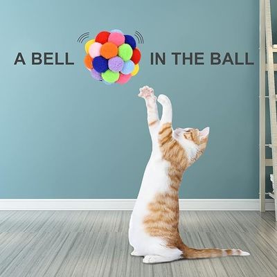 Brinquedos de bola de gato de animais de estimação Brinquedos interativos coloridos feitos à mão