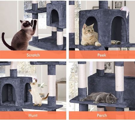 Fun Play Multi Level Luxury Cat Tree Mobiliário com raspagem Post Condo Plataformas