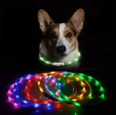 Serviço de personalização fornecido Collar de cão de silicone LED USB à prova d'água recarregável