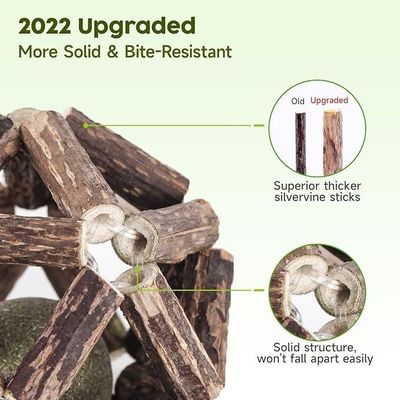 Bastões de vinho de prata naturais sustentáveis brinquedo interativo para mastigar gatos para diversão e limpeza de dentes