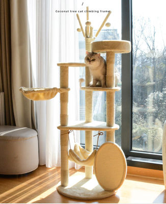 Avançado Madeira Modern Cat Sisal Scratcher Multi Nível Cat Quadro de Escalada e Hamaca